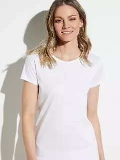 Женская футболка с глубоким закругленным вырезом белого цвета Zimmerli 2862761c01